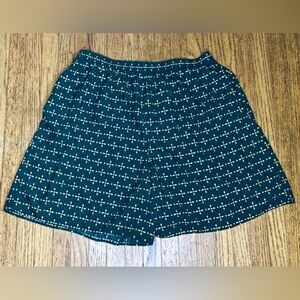 Vintage Forest Green Patterned Mom Shorts 24W Elastic Waist Goblin Core Grunge